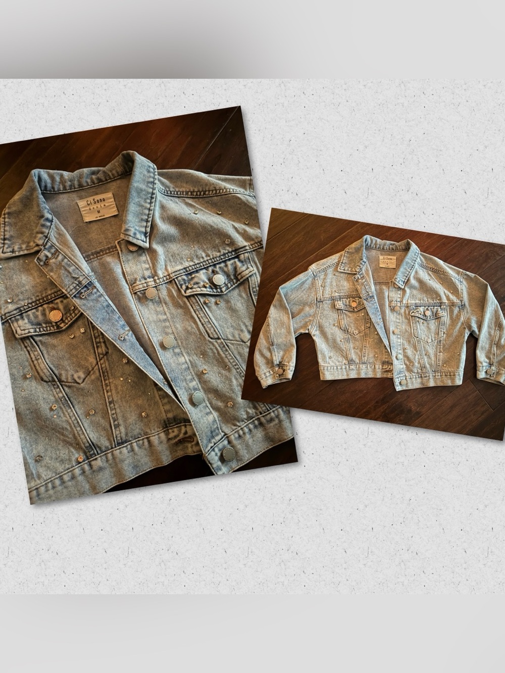 Ci Sono Light Blue Dolly Nashville Cropped Rhinestone Denim Jean Jacket